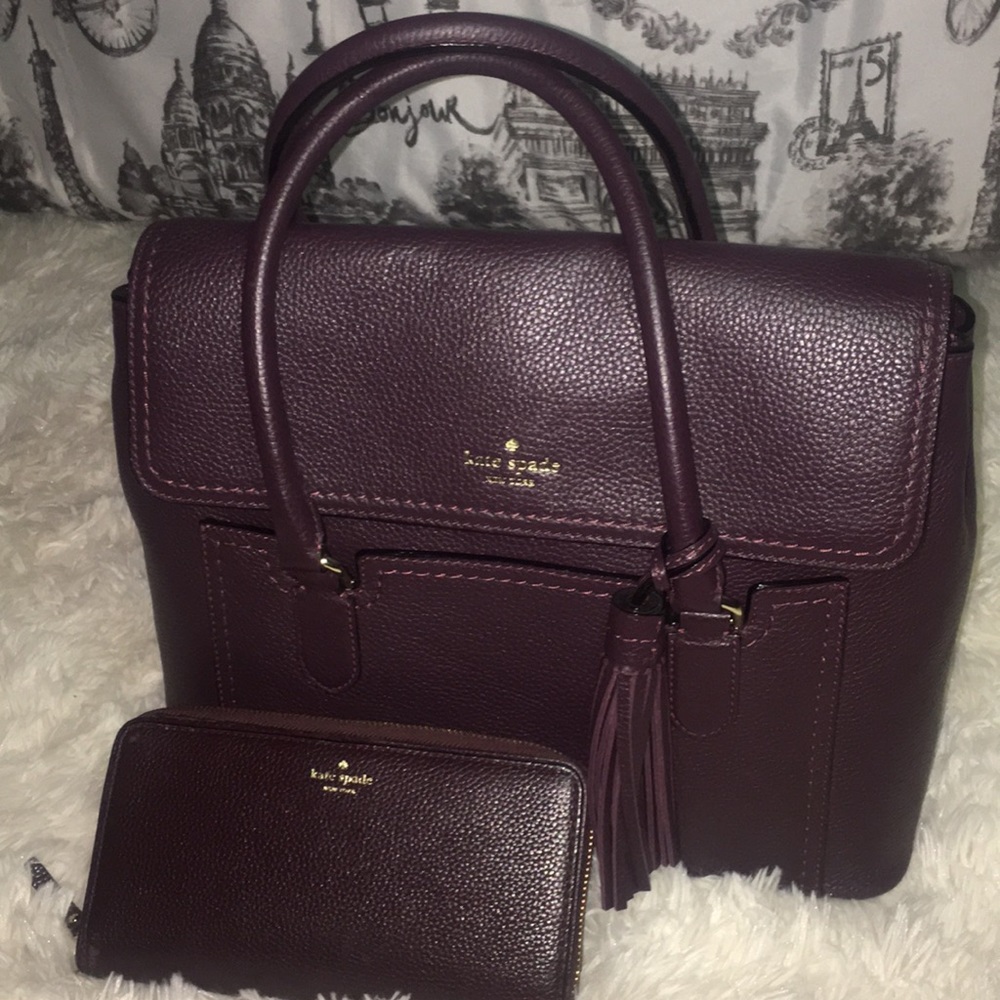 Kate Spade soft leather handbag & matching wallet